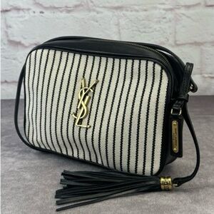 Yves Saint Laurent 2021 Medium Canvas Lou Striped Nautical Bag